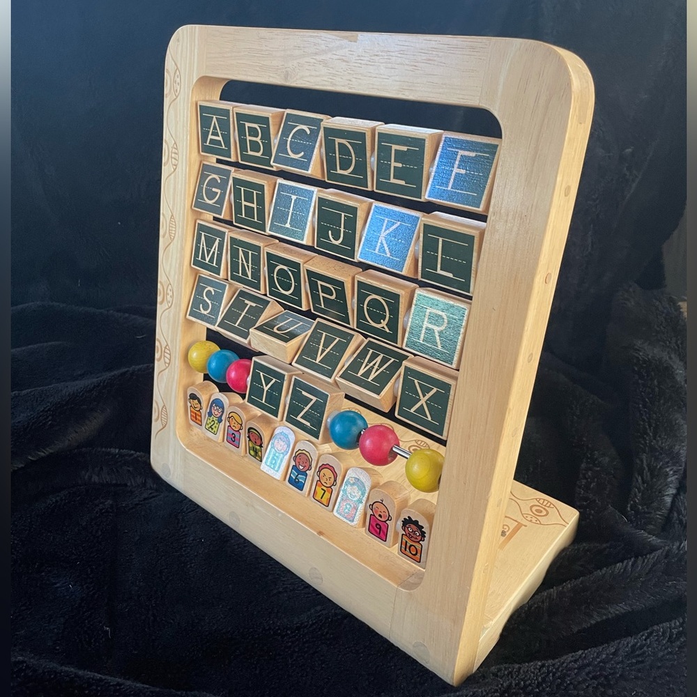 Wooden Alphabet and Numbers Abacus Stand